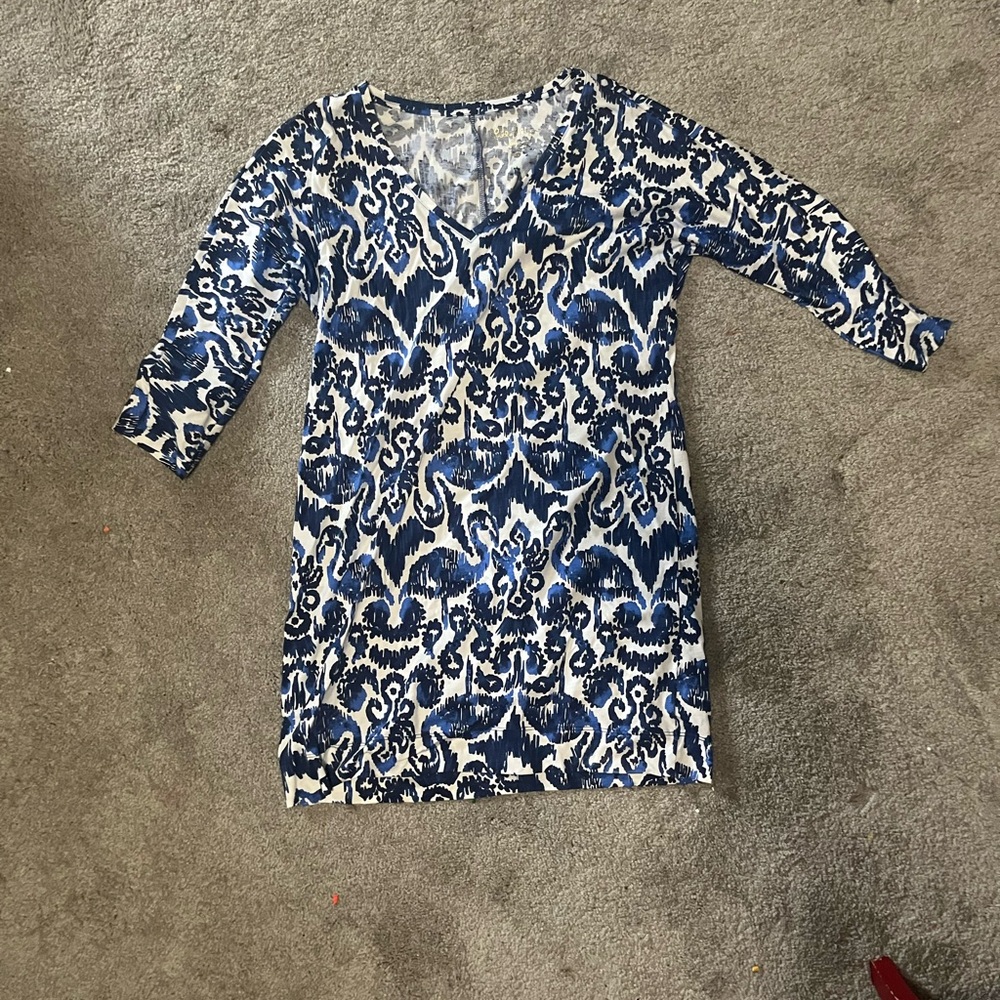 Lilly Pulitzer Blue and White Floral Dress